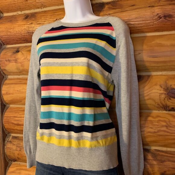 Chaps Multicolored Striped Preppy Crewneck Sweater Medium - Picture 2 of 7